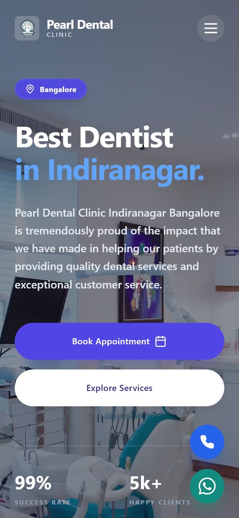 Pearl Dental Clinic on a phone