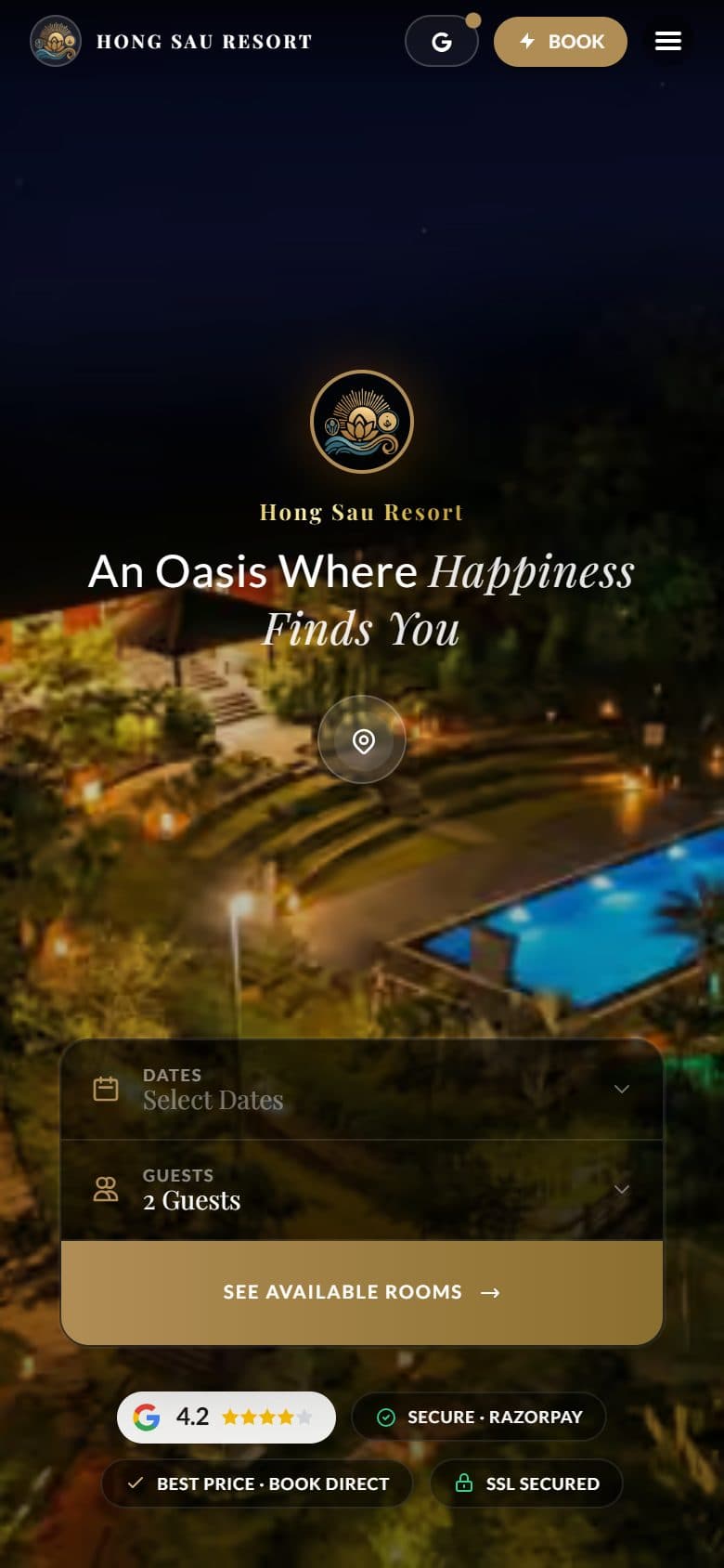 Hong Sau Resort on a phone